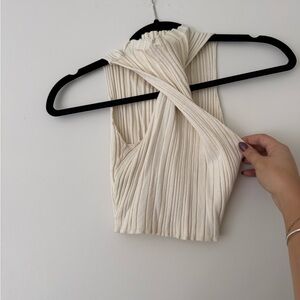 Elegant Cream Knit Halter Top